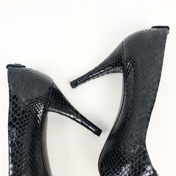 Stuart Weitzman Plainfield Snake-Embossed Peep-Toe Pump - Picture 9 of 16